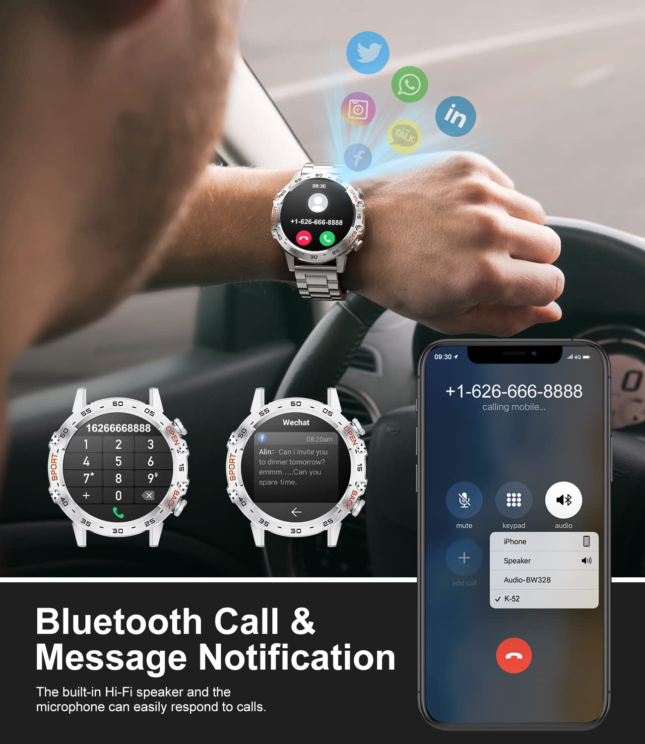 Military Smart Watch For Men(Answer/Dial Calls),1.39 ' 'Hd Touchscreen,5Atm Waterproof Fitness Watch,100 Sports Modes, With Bloo